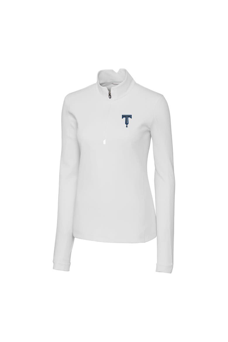 Women's Cutter & Buck  White Tulsa Drillers Traverse DryTec Stretch Quarter-Zip Pullover Top, Alternate, color, White