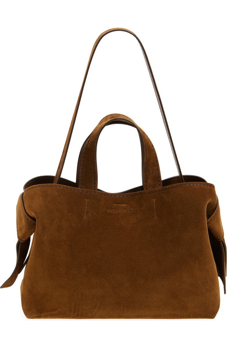Acne Studios Musubi Suede Tote, Main, color, Cognac Brown