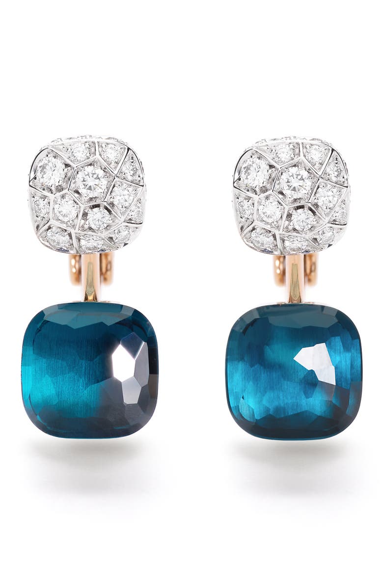 Nudo Drop Earrings, Main, color, LONDON BLUE TOPAZ / WHITE DIA