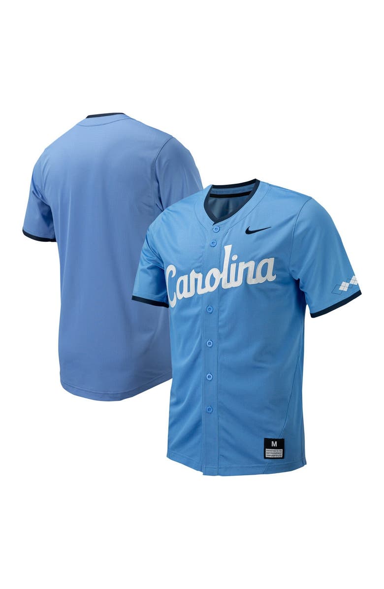 Nike Men's Nike Carolina Blue North Carolina Tar Heels Replica Full-Button Baseball Jersey, Main, color,