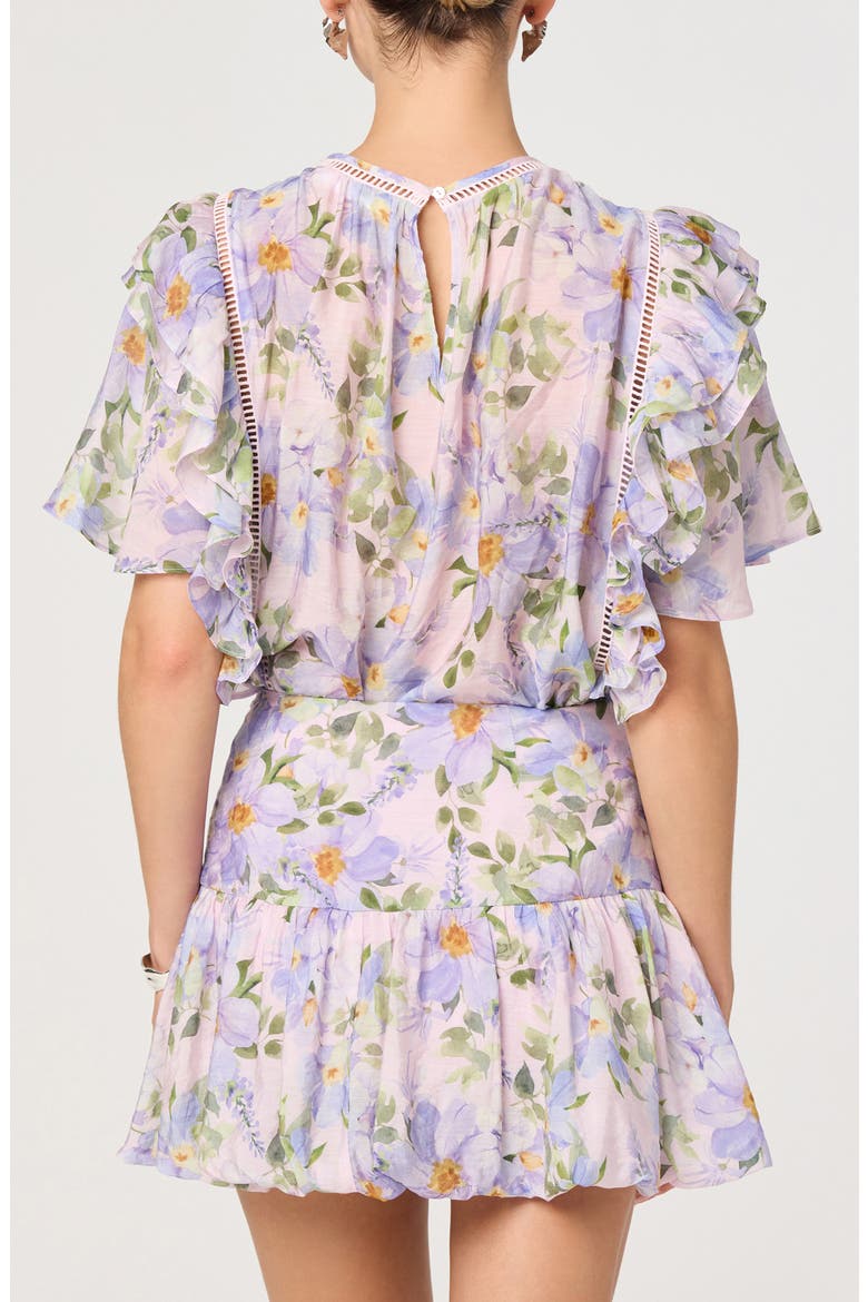 Kinley Flutter Sleeve Top, Alternate, color, LILAC FLORAL