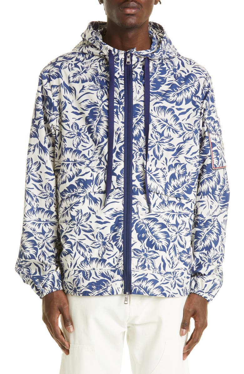 Moncler Ebizo Tropical Print Hooded Jacket, Main, color, 