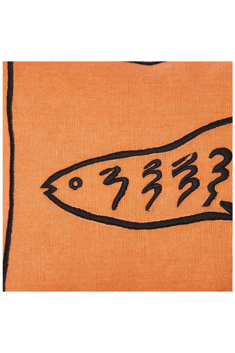Fish Under the Sea Embroidered Accent Pillow, Alternate, color, ORANGE
