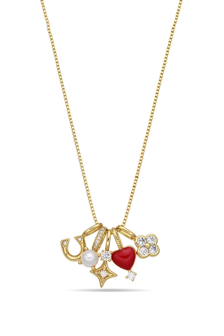 Fortuna Charm Necklace, Main, color, GOLD