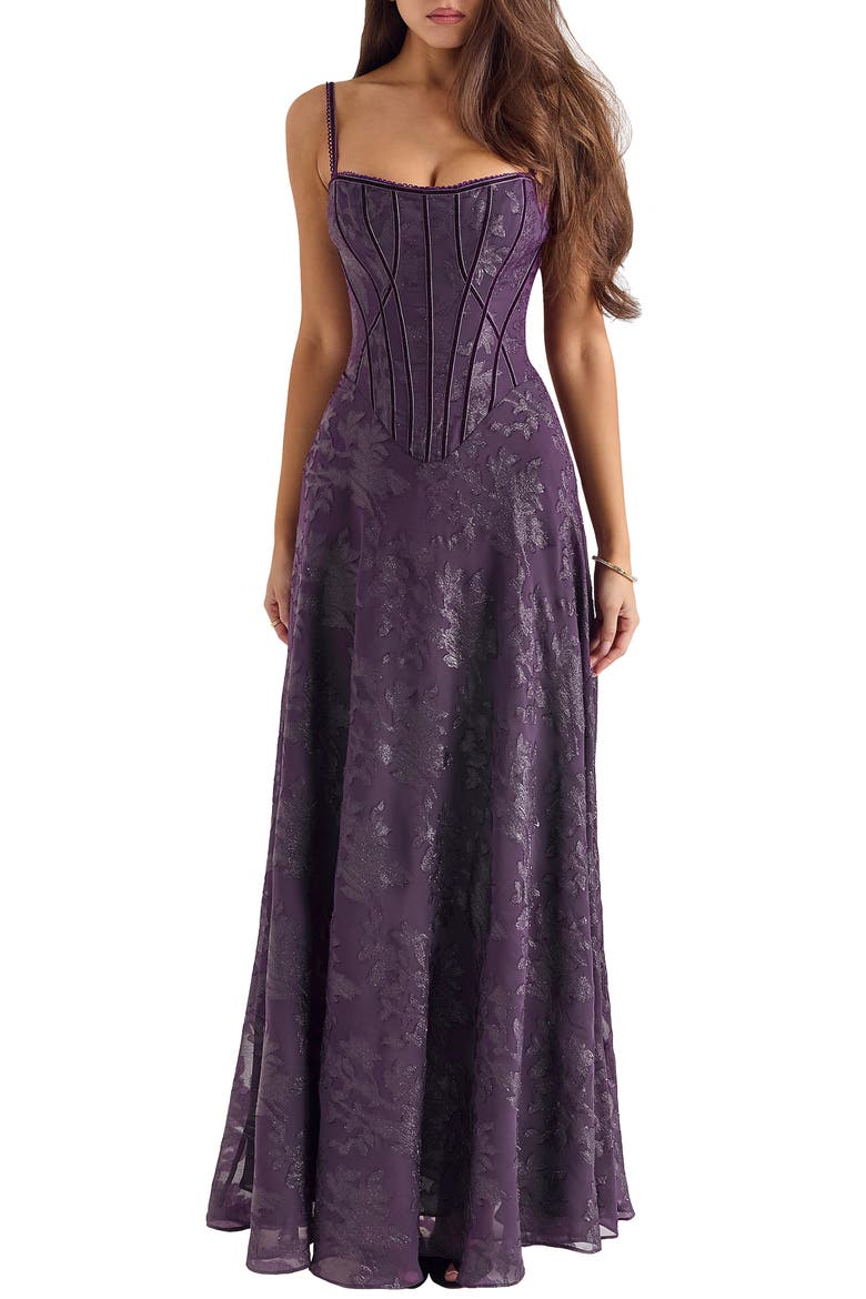 Esme Fil Coupé Gown, Main, color, WINTER BLOOM