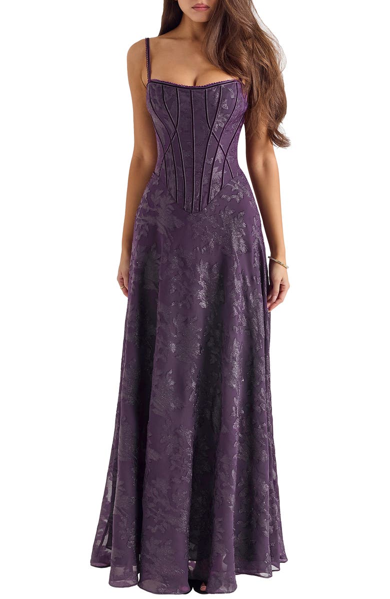 HOUSE OF CB Esme Fil Coupé Gown, Main, color, Winter Bloom