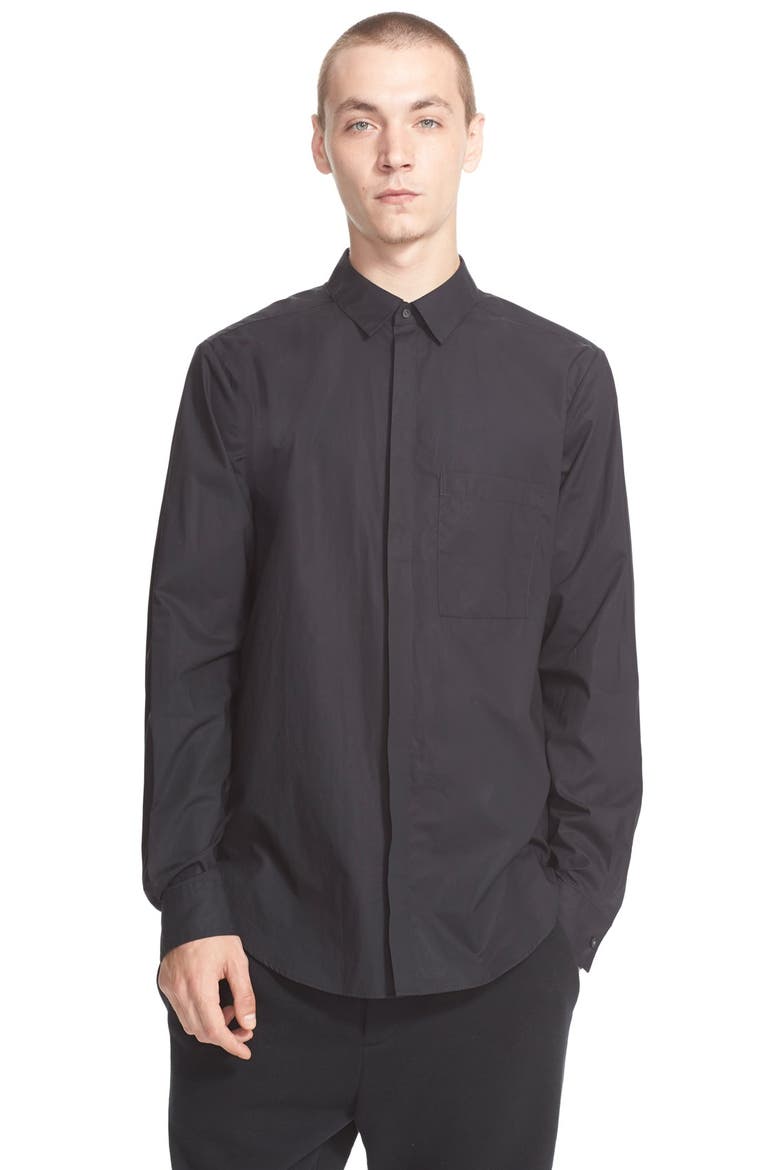 Trim Fit Cotton Poplin Shirt, Main, color, MATRIX BLACK