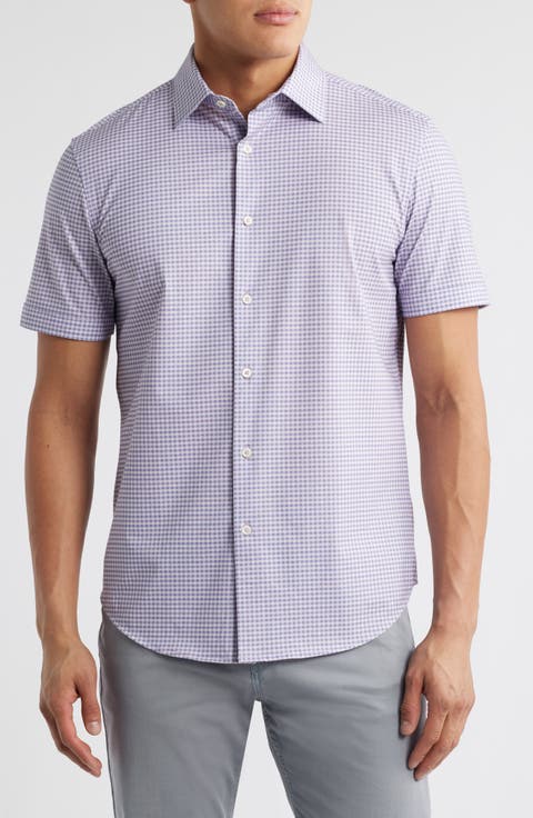 Miles OoohCotton® Gingham Short Sleeve Button-Up Shirt