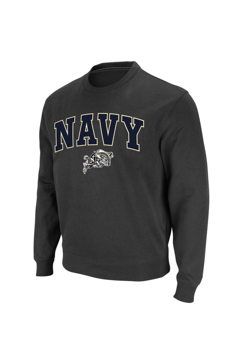 Men's Colosseum Charcoal Navy Midshipmen Arch & Logo Crew Neck Sweatshirt, Main, color, Charcoal