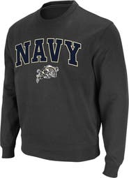 COLOSSEUM Men's Colosseum Charcoal Navy Midshipmen Arch & Logo Crew Neck Sweatshirt