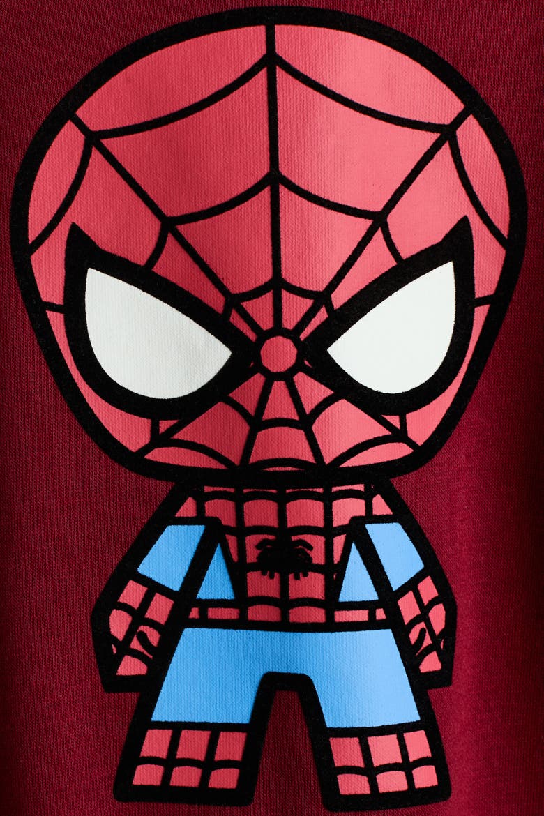 Printed Brushed-Inside Sweatshirt, Alternate, color, Dark red/Spider-Man