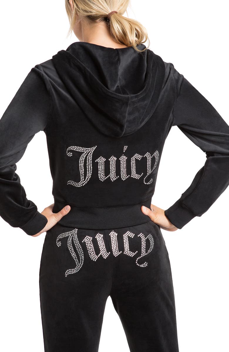 Juicy Couture Embellished Velour Hoodie, Alternate, color, 