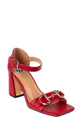 Ninety Union Santori Metallic Bit Ankle Strap Sandal In Red