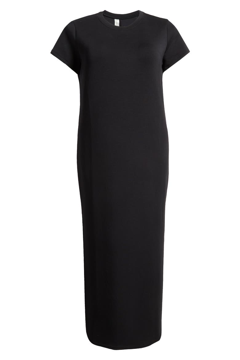 AirEssentials Stripe Side Slit Maxi Dress, Alternate, color, VERY BLACK