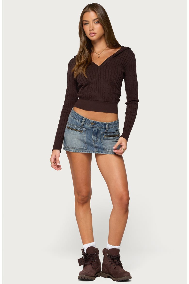 Kimani Cable Knit Hoodie, Alternate, color, BROWN
