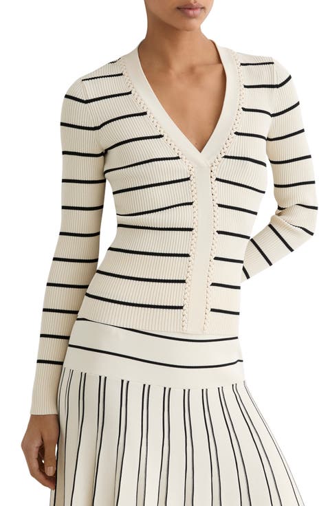 Lauralee Stripe Braid Trim Top