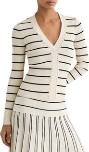 Reiss Lauralee Stripe Braid Trim Top