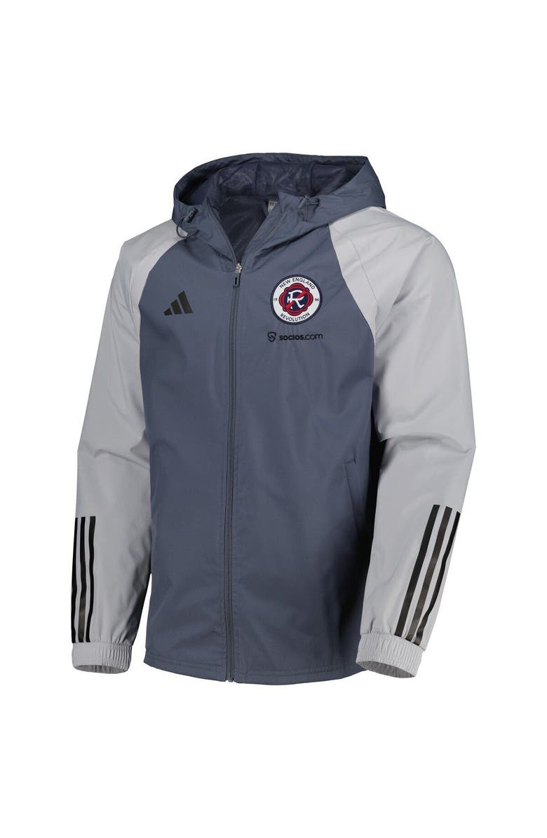 adidas Men's adidas Charcoal New England Revolution All-Weather Raglan Hoodie Full-Zip Jacket, Alternate, color,