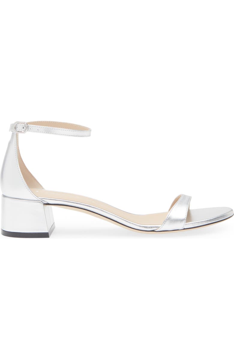 Stuart Weitzman Nudist Block Heel Sandal, Alternate, color, Silver