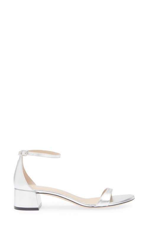 Stuart Weitzman Nudist Metallic Ankle-strap Sandals In Silver
