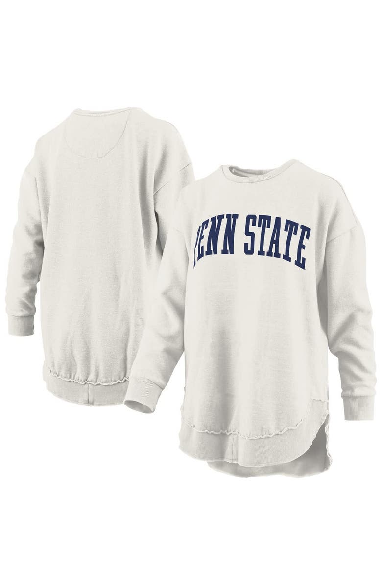 PRESSBOX Women's Pressbox Oatmeal Penn State Nittany Lions Melange Poncho Vintage Fleece Long Sleeve Pullover Sweatshirt, Main, color, Oatmeal