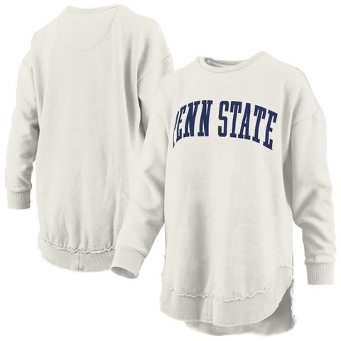 Women's Pressbox  Oatmeal Penn State Nittany Lions Melange Poncho Vintage Fleece Long Sleeve Pullover Sweatshirt
