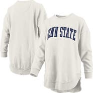 PRESSBOX Women's Pressbox Oatmeal Penn State Nittany Lions Melange Poncho Vintage Fleece Long Sleeve Pullover Sweatshirt