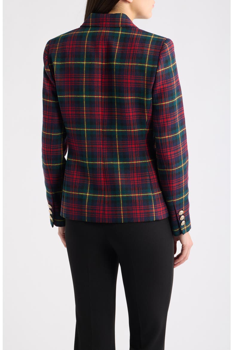 One Button Stretch Plaid Blazer, Alternate, color, BLACK PINE
