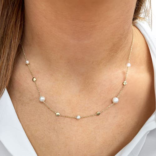 The Lovery Fine Jewelry Pearl And Gold Button Chain Necklace In White