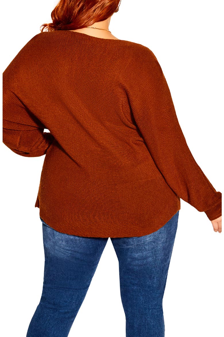 Romance One-Shoulder Sweater, Alternate, color, CHOCOLATE