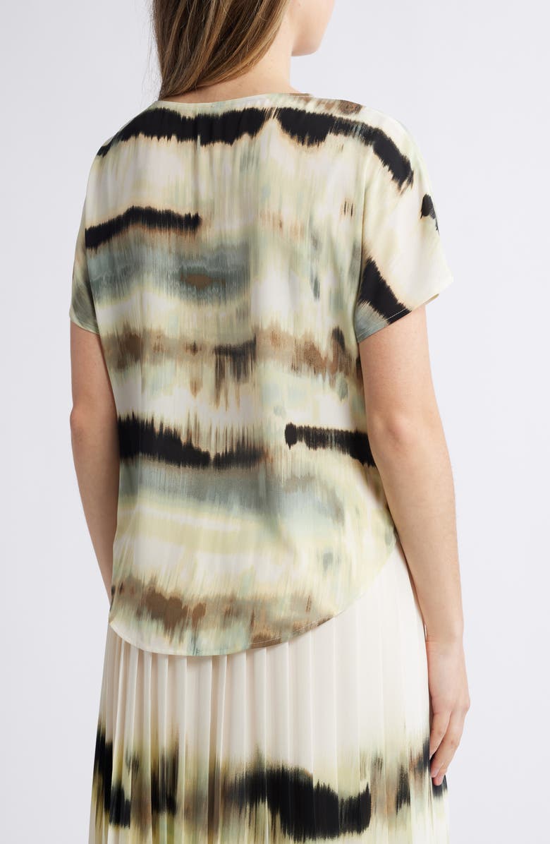 Anne Klein Abstract Print Short Sleeve Top, Alternate, color,