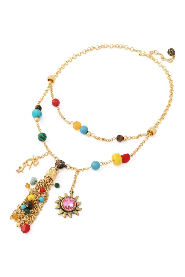 Bead Tassel Layered Necklace, Alternate, color, GOLD/ MULTI