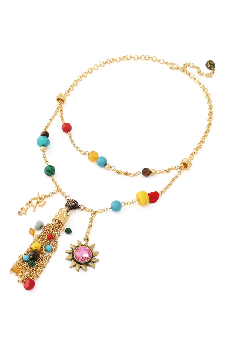 Kurt Geiger London Bead Tassel Layered Necklace, Alternate, color, Gold/ Multi