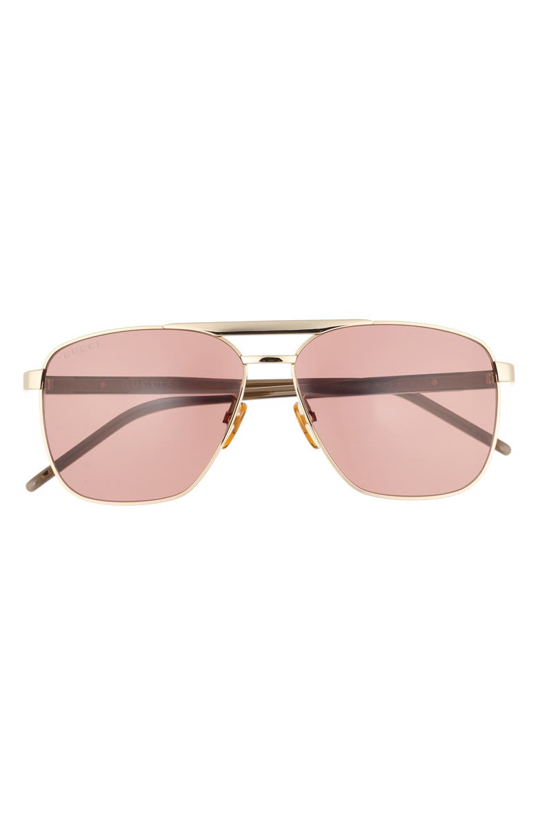 Gucci 58mm Aviator Sunglasses, Main, color, Gold Brown Brown
