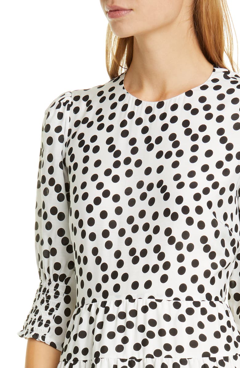 RIXO Agyness Polka Dot Print Cotton & Silk Dress, Alternate, color, 