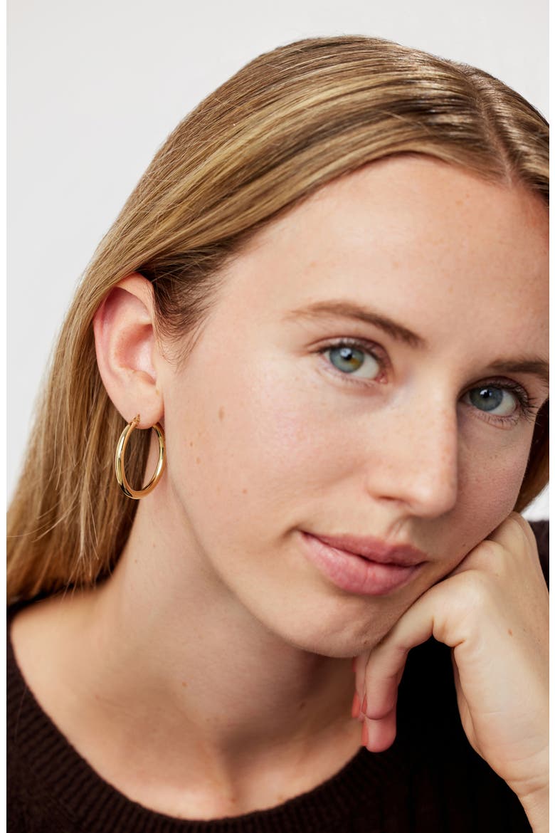 Chunky Gold Hoop Earrings - Gold Classic Hoops Large, Alternate, color, Gold