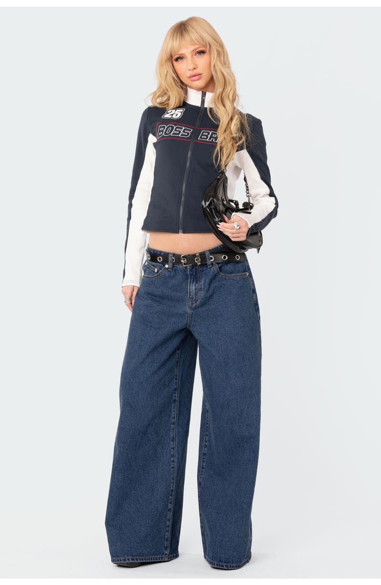 EDIKTED Rocksi Low Rise Wide Leg Jeans, Alternate, color, Blue