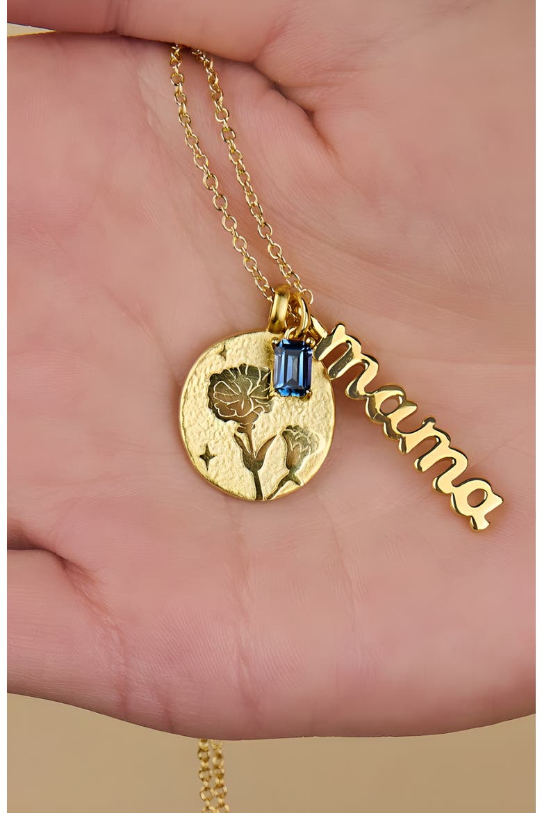 Mama Charm Necklace, Alternate, color, Gold