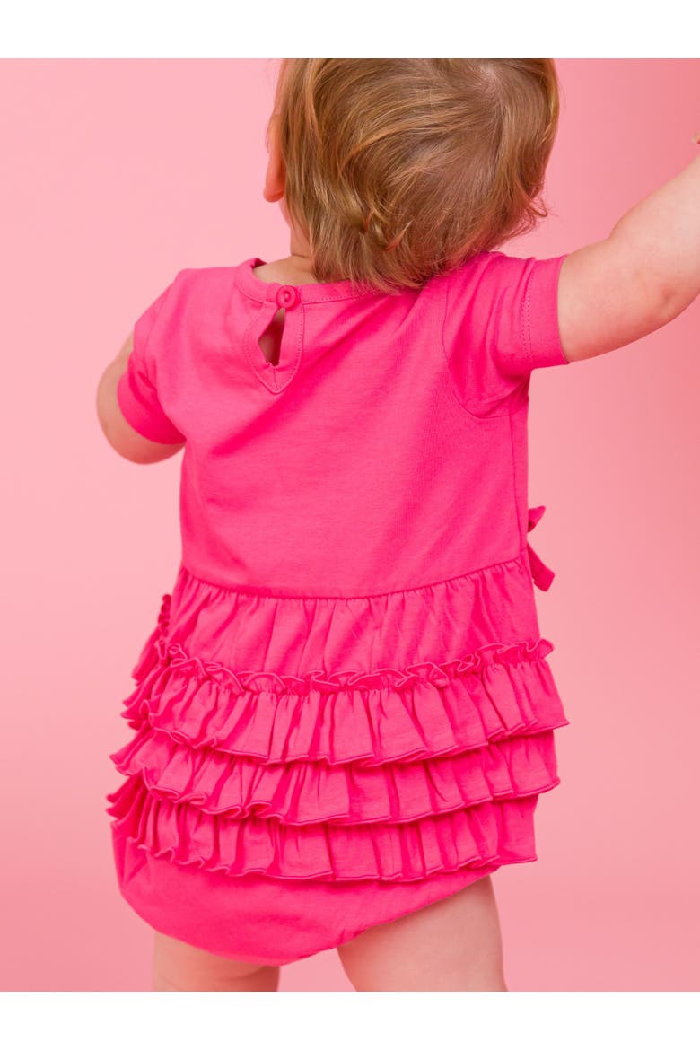 Knit Short Sleeve Bow Bubble Romper, Alternate, color, Hot Pink
