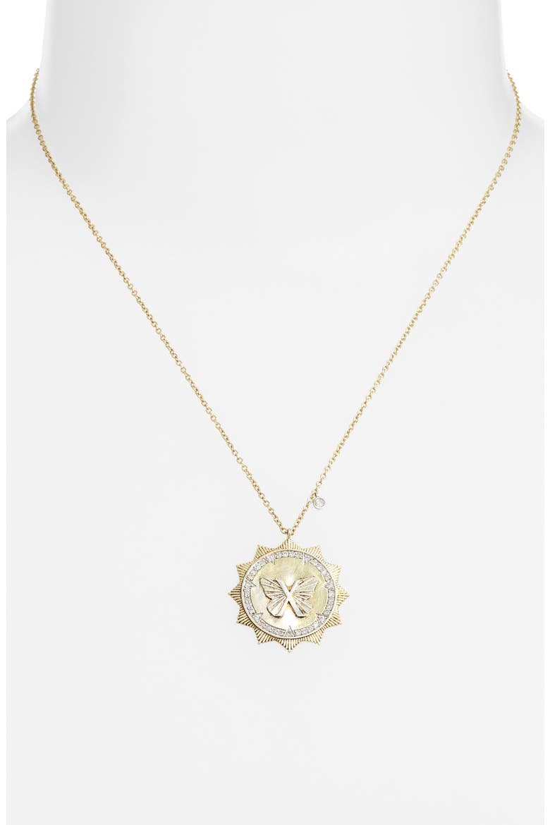 Butterfly Sunburst Pendant Necklace, Alternate, color, YELLOW