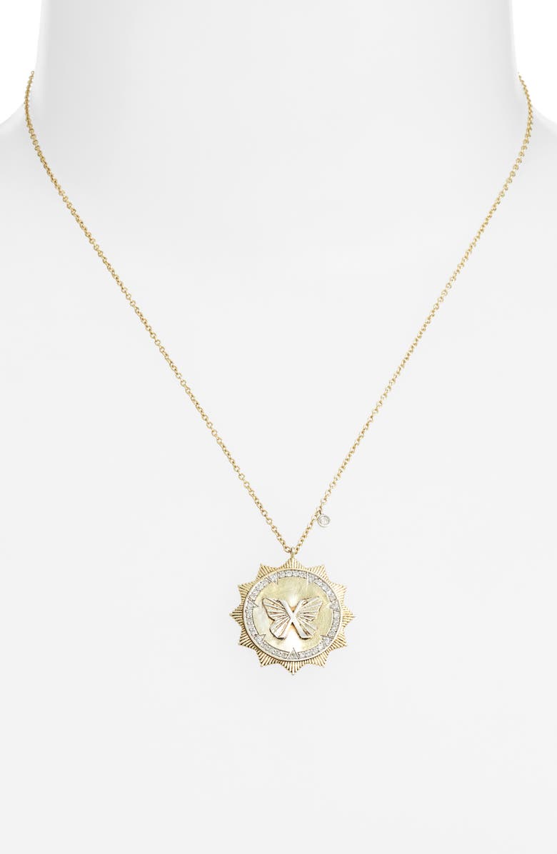 Meira T Butterfly Sunburst Pendant Necklace, Alternate, color, Yellow