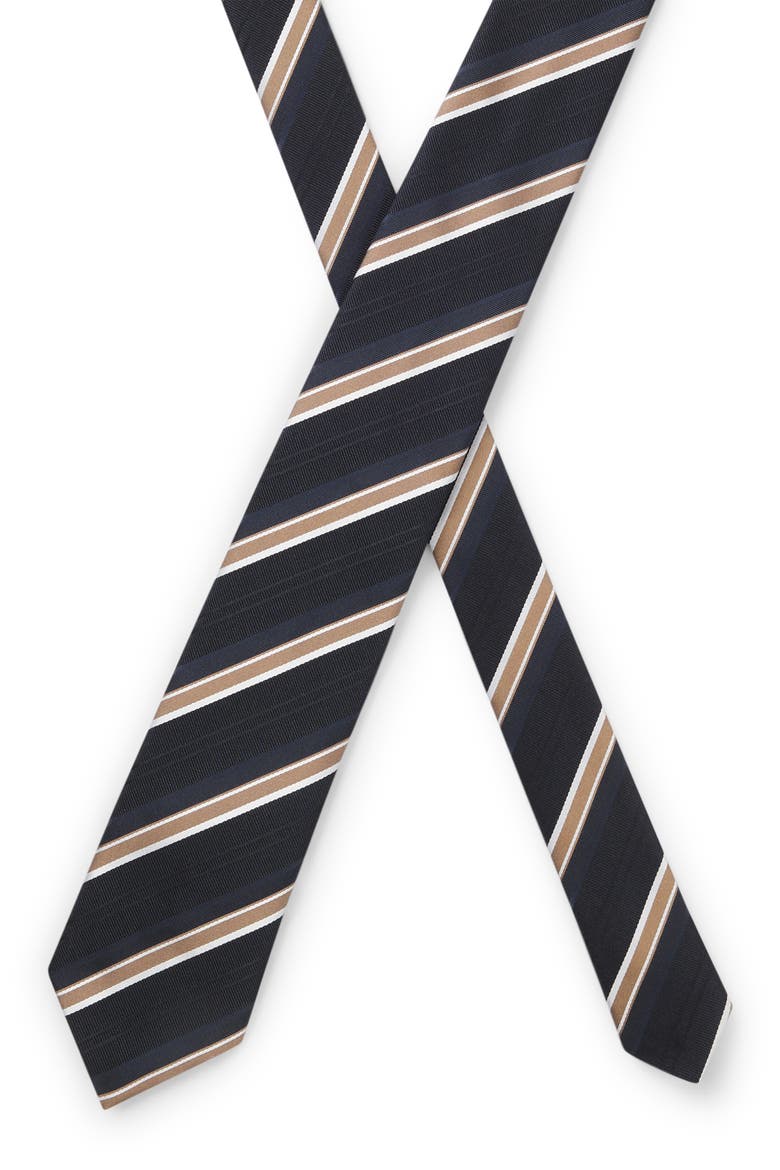 Striped Silk Blend Tie, Alternate, color, BLACK