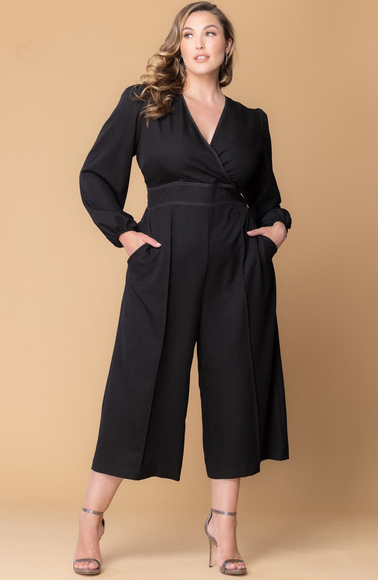 Kiyonna Tessa Long Sleeve Crop Jumpsuit, Alternate, color, 