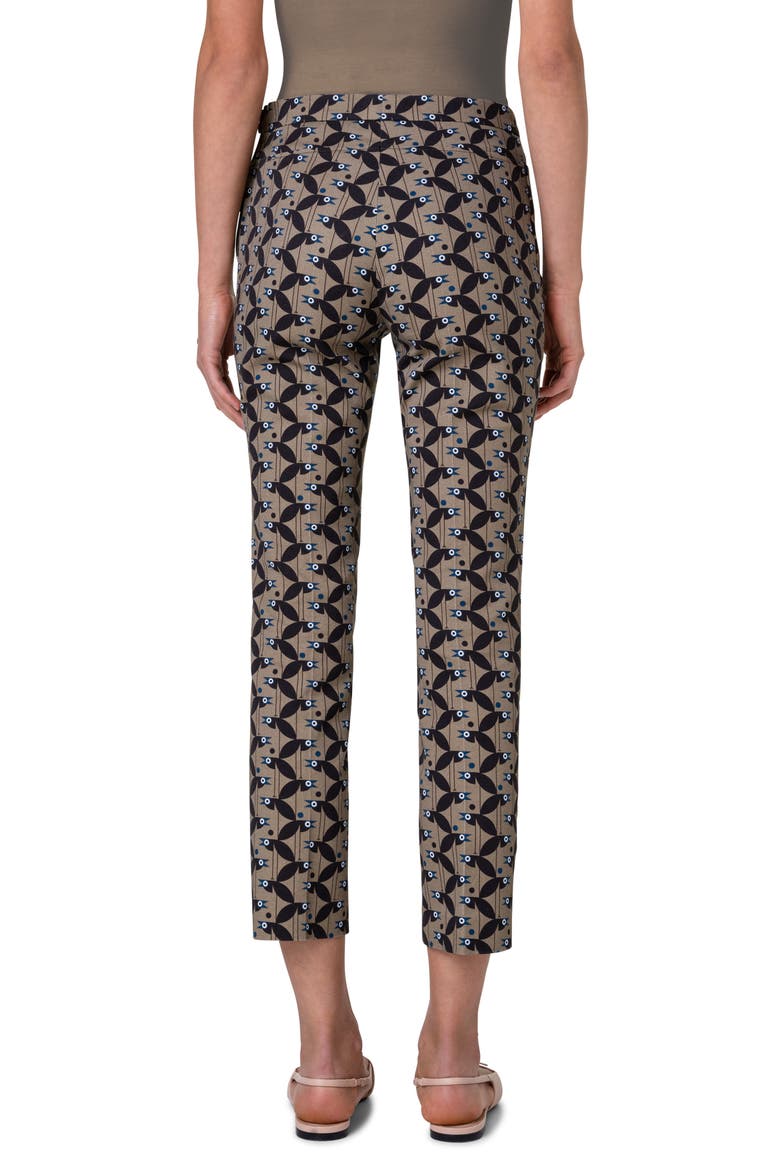Franca Bird Print Stretch Cotton Crop Pants, Alternate, color, SAGE-BLACK