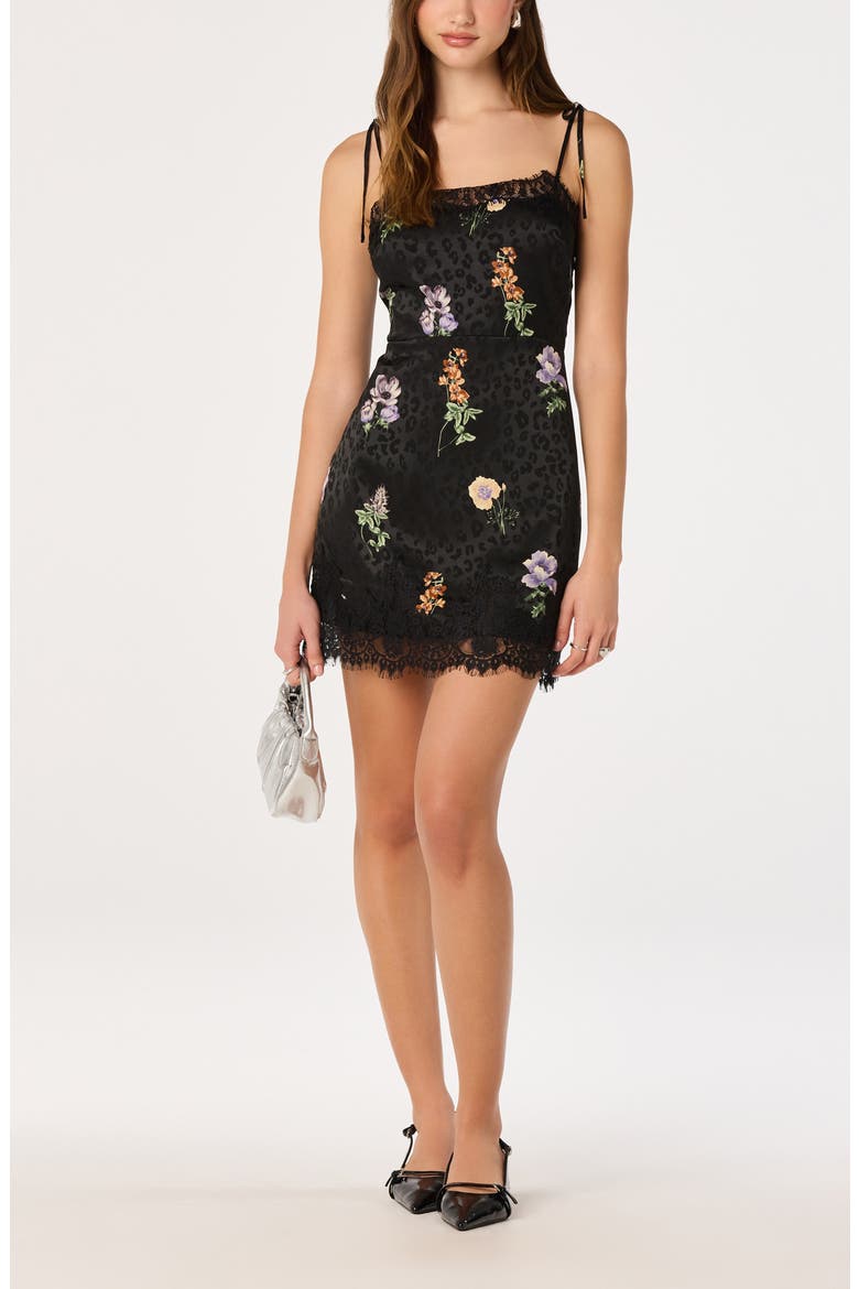 Patience Lace Trim Minidress, Alternate, color, BLACK LEOPARD FLORAL