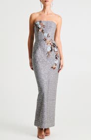 HELSI Silvia Floral Sequin Strapless Cocktail Dress