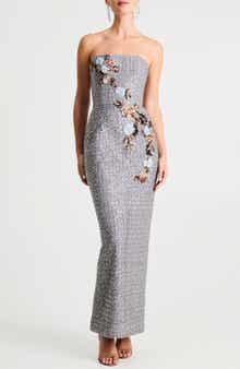HELSI Silvia Floral Sequin Strapless Cocktail Dress