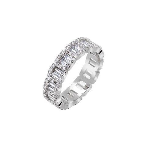 CZ Baguette X Round Illusion Eternity Band Ring