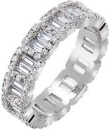 BY ADINA EDEN CZ Baguette X Round Illusion Eternity Band Ring