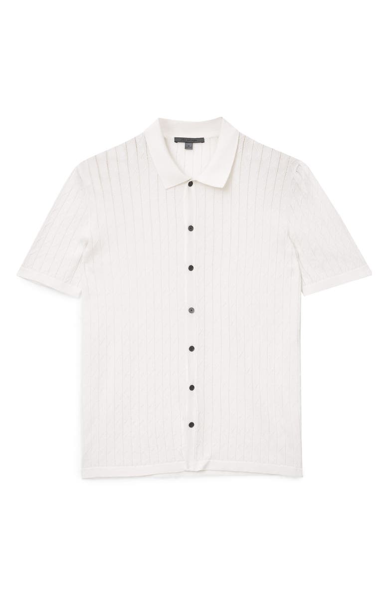 John Varvatos Moore Short Sleeve Organic Cotton Sweater, Alternate, color, White